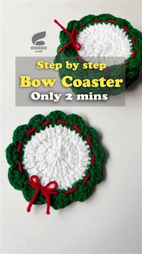 S u s m i t a a || Crochet Designer on Instagram: "Christmas Bow Coaster 🎄❤️ Full tutorial step by step #chritmas #homedecor #coaster #oolioocraft #susmitaa"