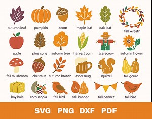 Autumn Icons SVG Bundle: Fall Clipart for Cricut & Silhouette (digital Download) - Etsy