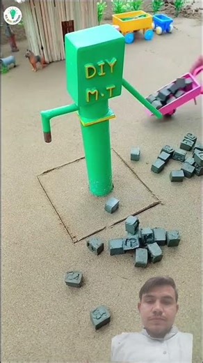 Diy tractor making concrete around mini hand pump by using bricks 🔥🔥🔥