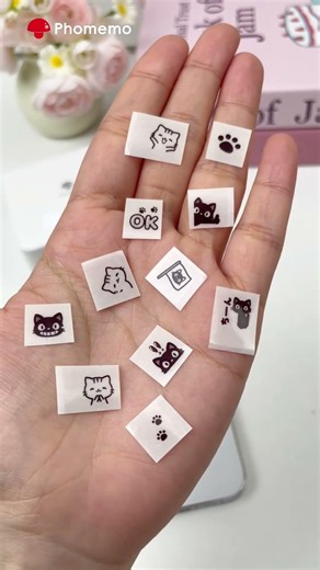 Print cat stickers to decorate my phone!🖤Phomemo M02 Pro mini sticker printer #phomemo #diy #crafts