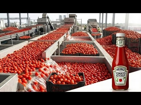 Inside a Modern Tomato processing Factory | How 7 Million Tons of Tomatoes are processed daily!