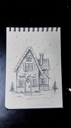 Portrait Künstlerin ✍🏻 on Instagram: "Lebkuchenhaus zeichnen lernen 🏠🎄 #lebkuchenhaus #zeichnenlernen #lebkuchenhauszeichnen #drawing #bleistiftzeichnung #zeichentutorial"