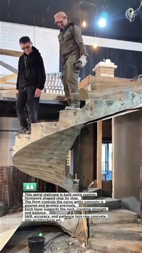Building a Perfect Concrete Spiral Staircase by Hand #construction #stairs #shorts