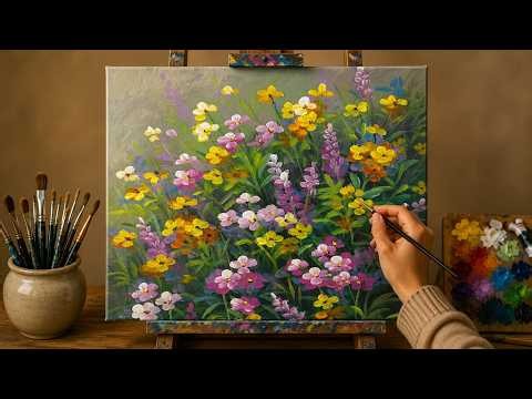 Easy Wildflower Acrylic Painting Tutorial | Step by Step for Beginners