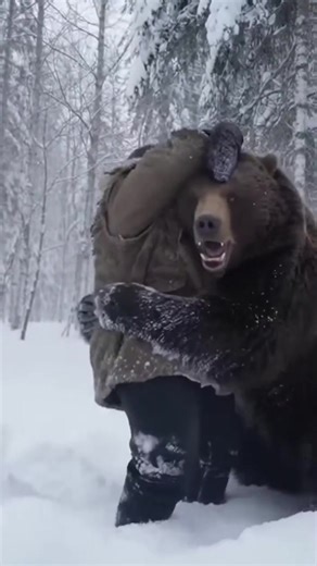 Man wrestles bear in the frozen forest #bears #scary #bearattack #wildlife #fypreelsシ゚viralシ | Tales of Man