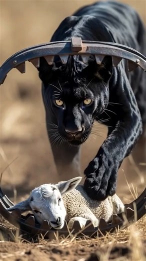 Will this Black Leopard escape the trap and get the lamb? #shorts