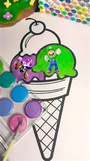 Super Mario Green + Purple + Pink + Red Color Mixing Fun!#supermario #colormixing #satisfying