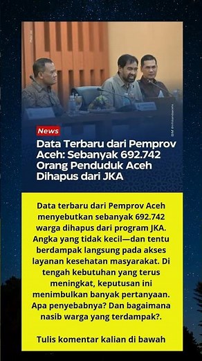 692 Ribu Warga Dicoret dari JKA Aceh #new #aceh