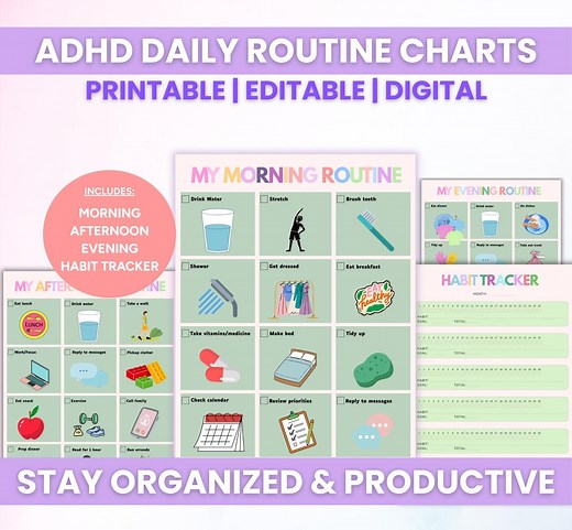 ADHD Neurodivergent Daily Visual Schedule, Editable Routine Cards, Family Routine Cards, Routine Chart for Adults, Habit Tracker for Family - Etsy Australia