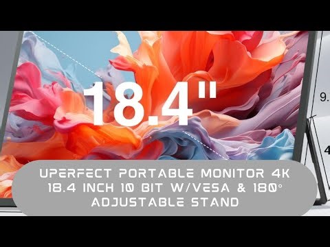 UPERFECT Portable Monitor 4K 18.4 inch 10 Bit w/VESA & 180° Adjustable Stand,UltraSlim & Lightweight