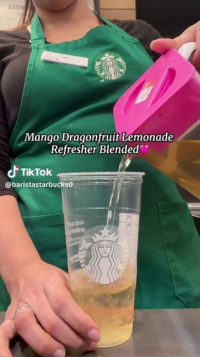 Mango Dragonfruit Lemonade Refresher Blended With 2 Pumps Cream Base🩷 #barista #starbucks #dragonfruit #refresher #creatorsearchinsights