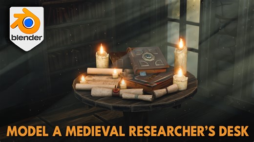 Blender 3D – Model a Medieval Researcher’s Desk