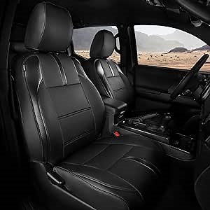 CoverCenter® for Toyota Tacoma Seat Covers 2023 2022 2021 2020 2019 2018 2017 2016, Custom-Fit Seat Cover for 2016-2023 Tacoma Crew/Double Cab Durable Leather Car Trucks Accessories (14PCS,Full Set)