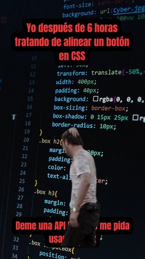 857 reactions · 141 shares | Cuando me toca alinear un boton en CSS pero yo solo se de backend #programacion #devhumor #humor #programacionhumor #python #java #javascript #frontend #backend #css #informatica | Valdoring | Facebook