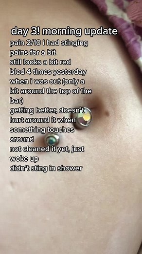 morning update day 3! sorry i didnt do a nighg update yesterday! #fyp #bellypiercing