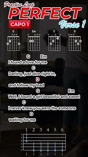 Perfect ❤️ Verse 1 (ONLY 4 Chords!) 🎸 Easy Guitar Loop (Step 1 of 4)