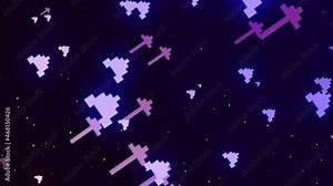 Pixel art computer arrow objects.Arrows Technology Background 4k animation of an abstract business and technology background with digital arrows fading and rising