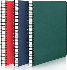 EUSOAR Spiral Lined Notebook, A5 3packs 5.5"X8.3" 120 Pages Lined Travel Writing Notebooks Journal, Memo Notepad Sketchbook, Students College Office Business Subject Diary Ruled Book Journal-3 Colors
