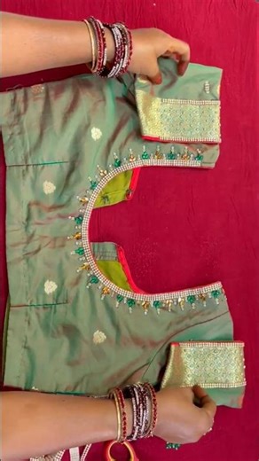 Beautiful and simple Stone Work Design for Saree Blouse ❤️❤️❤️
