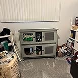 Aivituvin Rabbit Hutch Indoor, Bunny Cage with Wheels, 2-Story Design, 2 Deep Trays, Anti Slip Ramp, Ideal for Small Animals - Grey