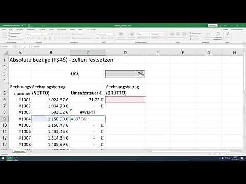 Excel - Absolute Bezüge - mit $-Zeichen festsetzen