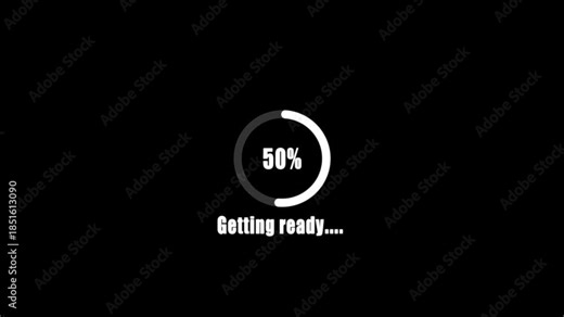Loading progress bar animation with 30 percent completion and getting ready text on black background for technology and software related projects