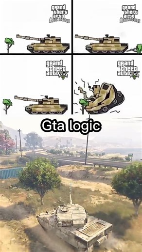Tank vs Tree 😭 GTA Logic Difference!#gtasanandreas #gta5 #gtalogic #gtashorts