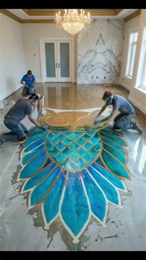 A Luxury Epoxy Resin Floor Featuring a Detailed Crystal Owl #design #interiordesign #beforeafter