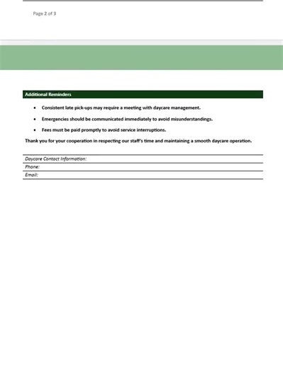 Daycare Late Pick-up Acknowledgment Form Editable and Printable Childcare Late Pickup Notice Template for Parents, Preschool Tracking - Etsy