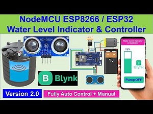Water tank level monitoring system with Nodemcu and Blynk 2.0 Auto Mode ESP8266 ESP32 Pump Control