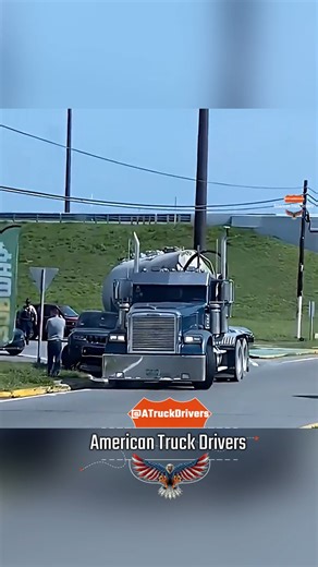 American Truck Drivers Inc. on Instagram: "Car cuts into a truck’s turning space and panics — a scary reminder that semis need room to maneuver #AmericanTruckDrivers #CloseCall #TruckTurning #RoadSafety #GiveTrucksSpace"