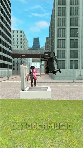 Speakerwoman waving to Camerawoman to walk and jump into the street hatch but when she jumped vanish