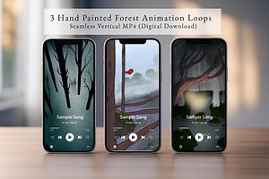 Hand Painted Forest Animation Loops | Seamless Vertical MP4 (digital Download) - Etsy