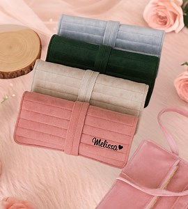 Custom Jewelry Case Gift Personalized Velvet Jewelry Roll Gift for Her Mothers Day Gift Idea for Women Travel Jewelry Gifts - Etsy
