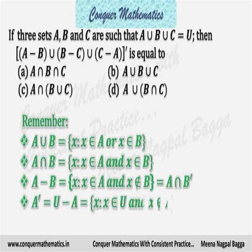 Class 11 Mathematics -SETS -MCQs -CBSE-DOE DELHI CUET XI-S-32 #math #maths #mcqsseries #mathematics