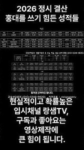 수학 84점, 국숭세는 남는데 홍대는 왜 떨어질까? (2026 정시 결산) #2026수능 #정시결산 #홍익대 #국숭세단 #랑샘TV