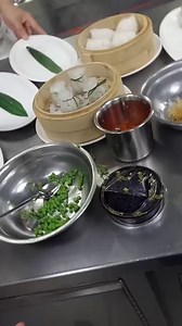 plated Chinese menu trio dimsum pan fried prawns with Wasabi sauce dessert almond cream with bird nest #chef welly in action | Chef Welly in Action