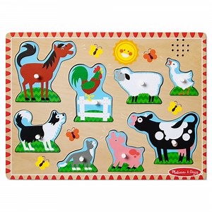 Melissa & Doug Farm Animals Sound Puzzle - Wooden Peg Puzzle with Sound Effects (8 Pcs) - Walmart.com