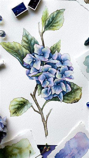 Unger EasyArt on Instagram: "🌿Blue hydrangea.. watercolor🩵 #watercolorforbeginners #watercolorbotanicals #illustrationnow #inspiring_watercolors #watercolorpainting #flowerpainting #botanicalillustration #botanicalwatercolor #peinture #inspiredbynature #watercolorillustration #watercolortutorial #watercolor_daily #paintingtutorial #watercolor_guide #watercolortutorial"