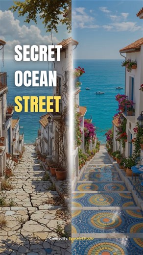 Mediterranean Alley Transformation 🤯 Wait for the Ocean View #shorts #street #asmr