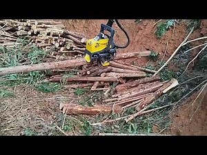 Excavator tree shear cutting attachment