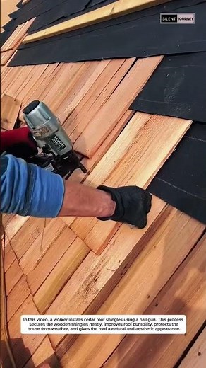 Installing Cedar Roof Shingles with a Nail Gun | Satisfying Roofing Work