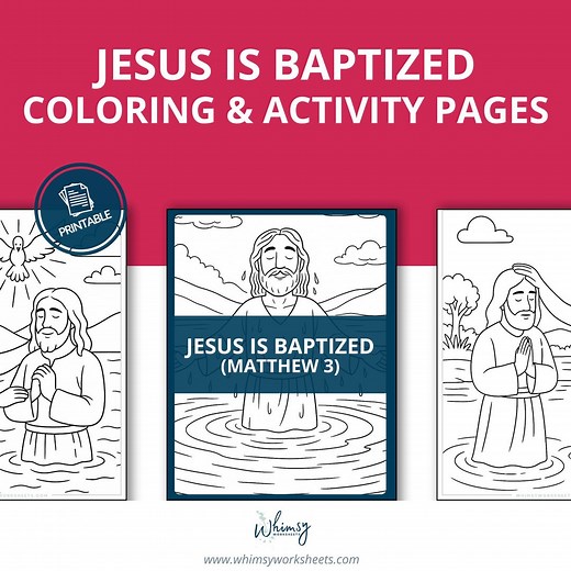 Jesus Baptism Bible Story Printable | Sunday School Coloring and Activity Sheets | Christian Homeschool Lesson | Kids Church Worksheet - Etsy