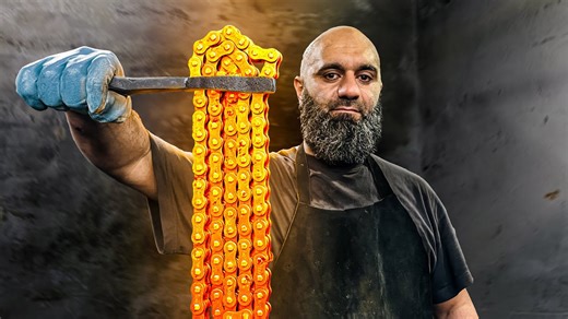 Pile of rusted chains becomes a giant knife