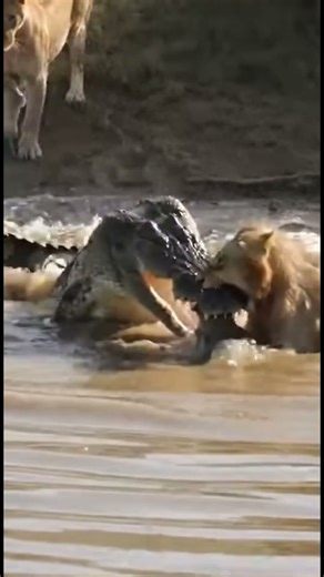 Savage Lion and Crocodile Clash Over Warthog