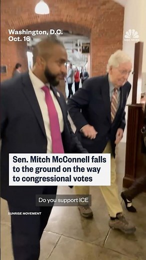 Sen. Mitch McConnell falls to the ground on the way to congressionial votes