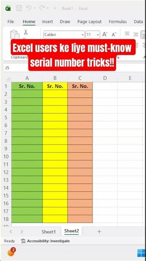Excel Auto Serial Number | Beginner to Advanced👆#excel #exceltutorial #exceltricks #excelformula