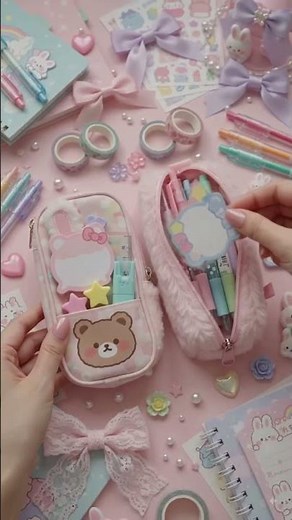 Cute Kawaii Pencil Case & Sticker Organizer Unboxing 🎀🐰 | Satisfying Stationery ASMR
