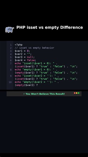 PHP isset vs empty Difference #codingchallenge
