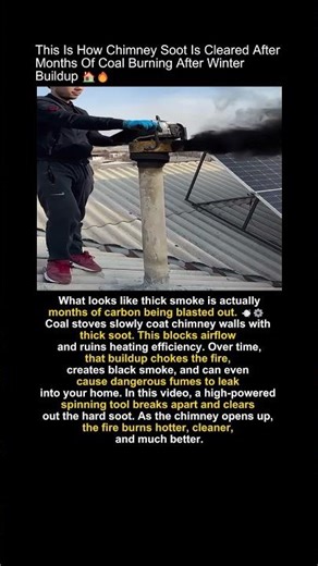 Cleaning a chimney choked with months of coal soot #satisfying #asmr